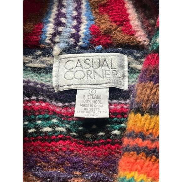 Amazing Vintage Southwestern Navajo Aztec Shetland Wool Cardigan Sweater Casual - Picture 9 of 14